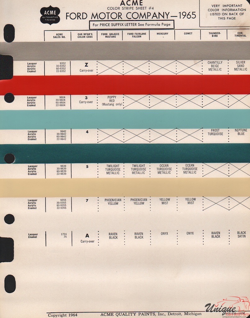 1965 Ford Paint Charts Acme 4